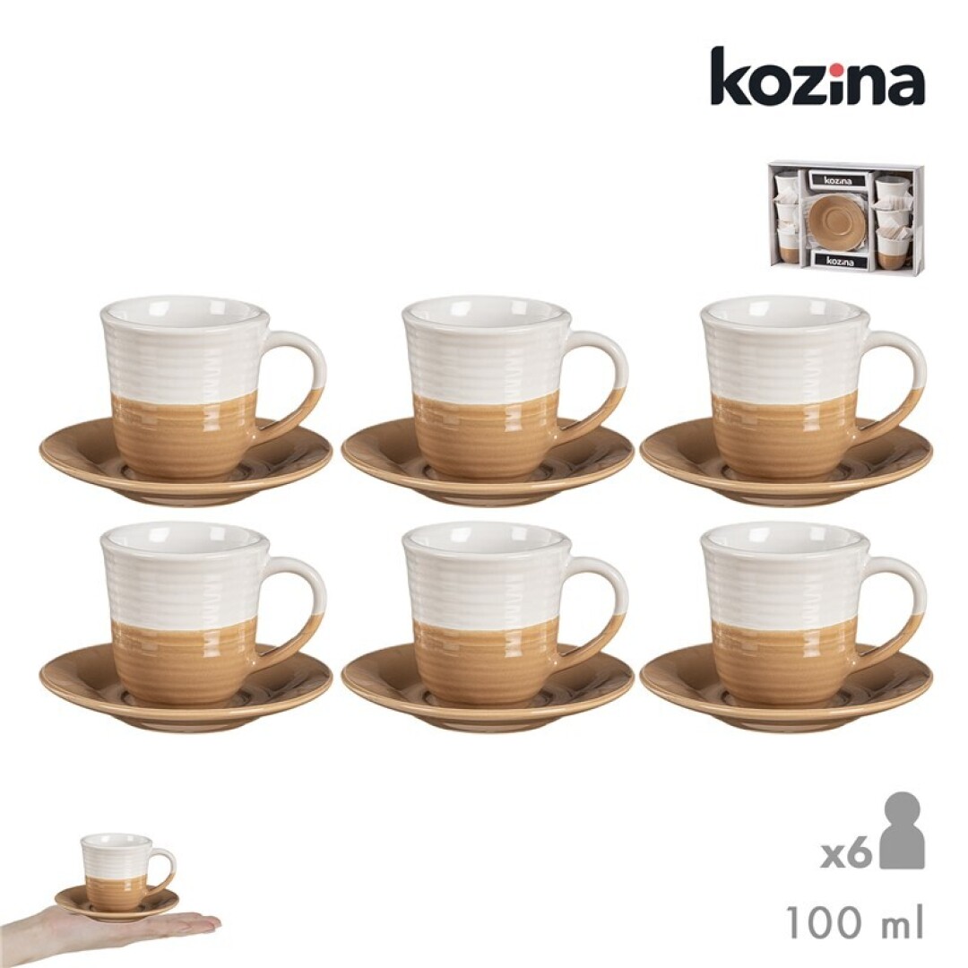 SET 6 TAZAS C/PLATO 100ML 912600