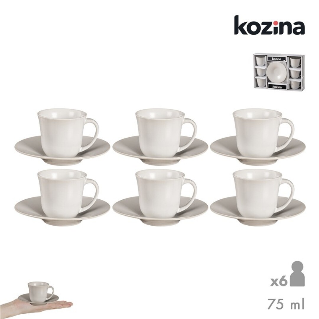 SET 6 TAZAS C/PLATO 75ML 912600