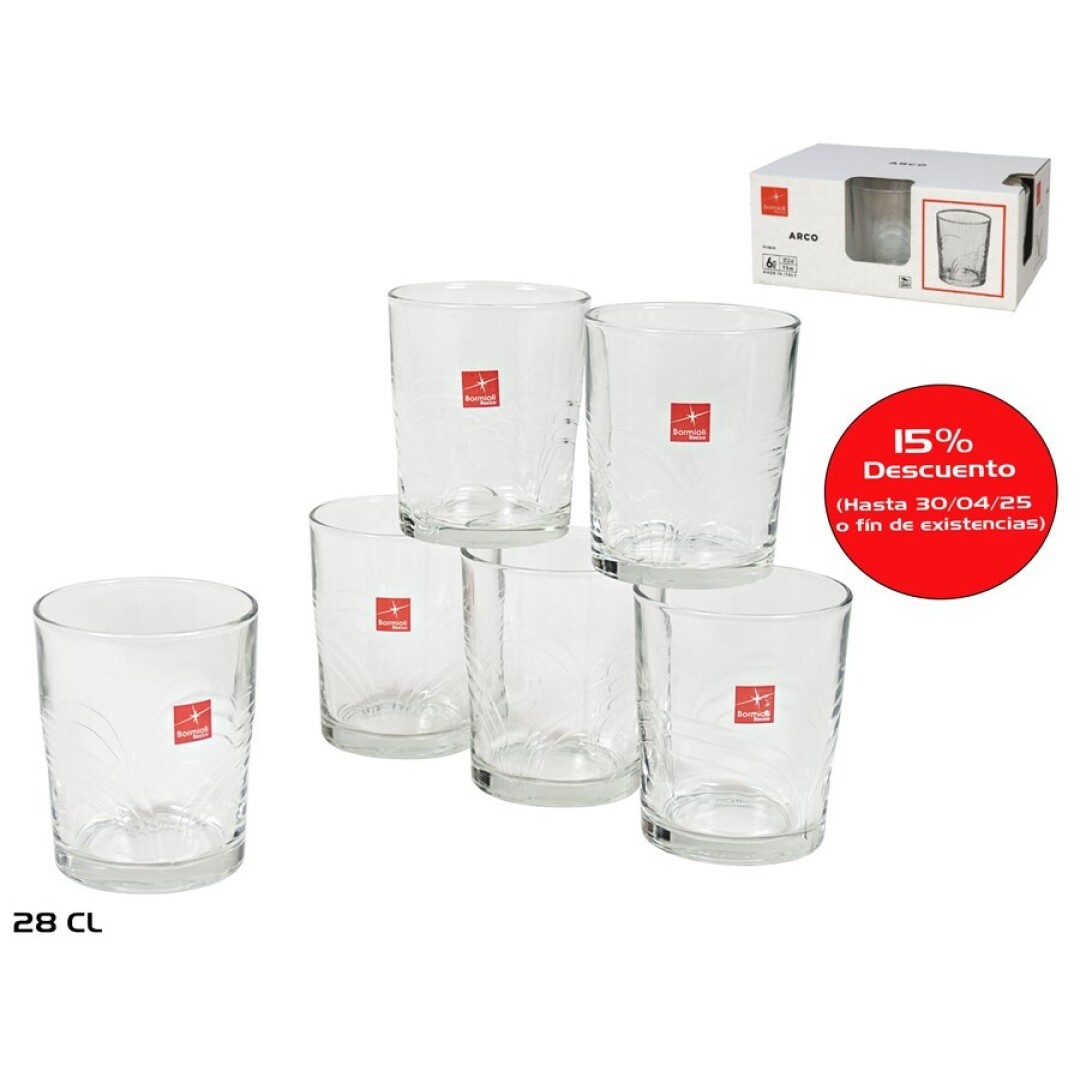 SET 6 VASOS ARCO AGUA 28CL 9041500