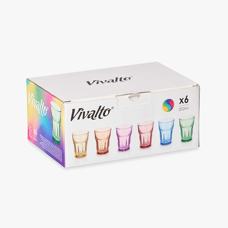 SET 6 VASOS COLORES 300ML 9049500