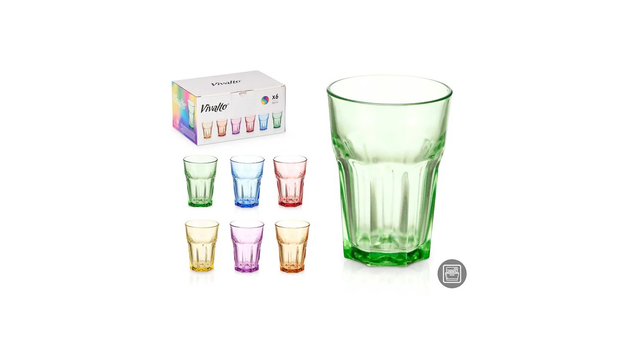 SET 6 VASOS COLORES 360ML 905400