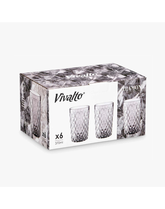 SET 6 VASOS DIAMANTE GRIS 370ML 908400