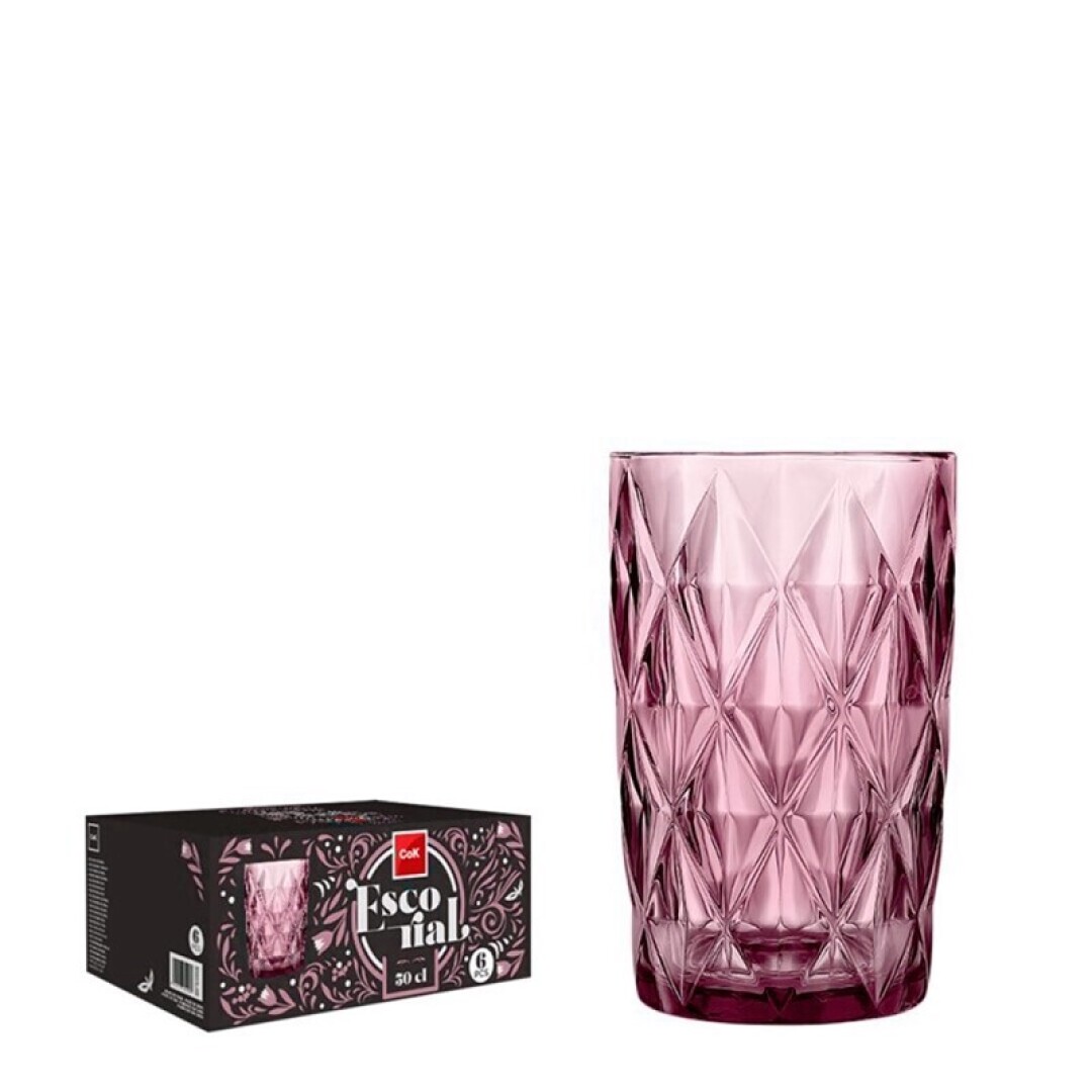 SET 6 VASOS ESCORIAL ROSA 40CL 905100