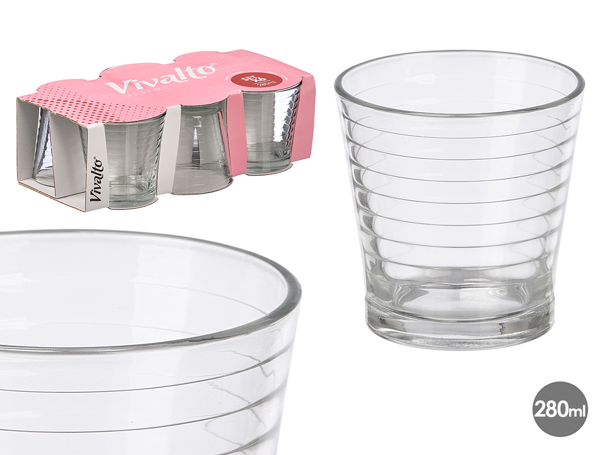 SET 6 VASOS RAYA HORIZ. 280ML 902000