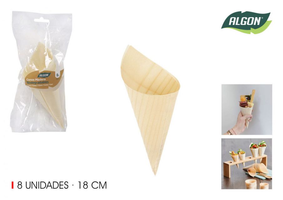 SET 8CONOS MADERA ALGON 18CM 900800
