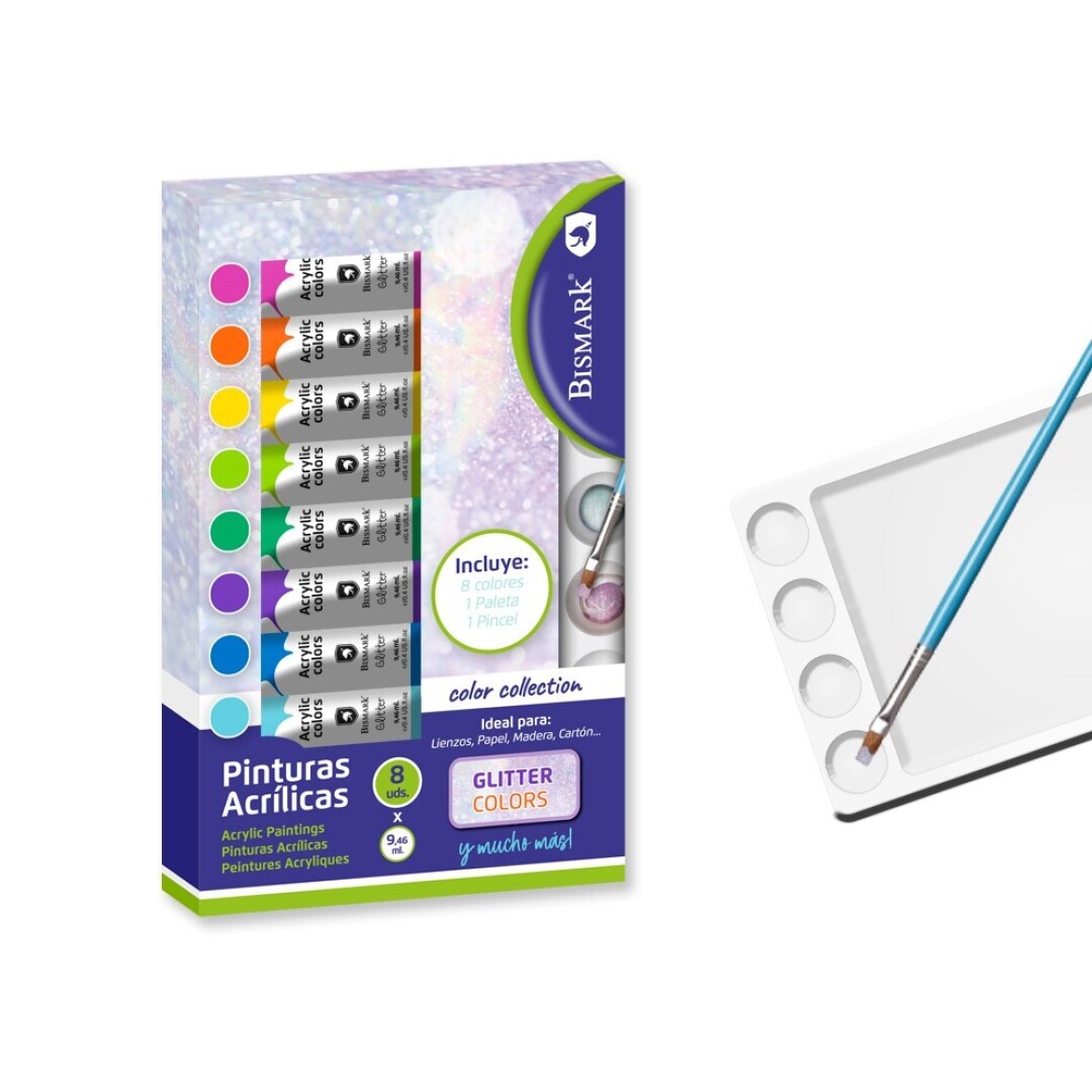 SET PINTURA ACRILIC.8TUBOS GLITTER 903800