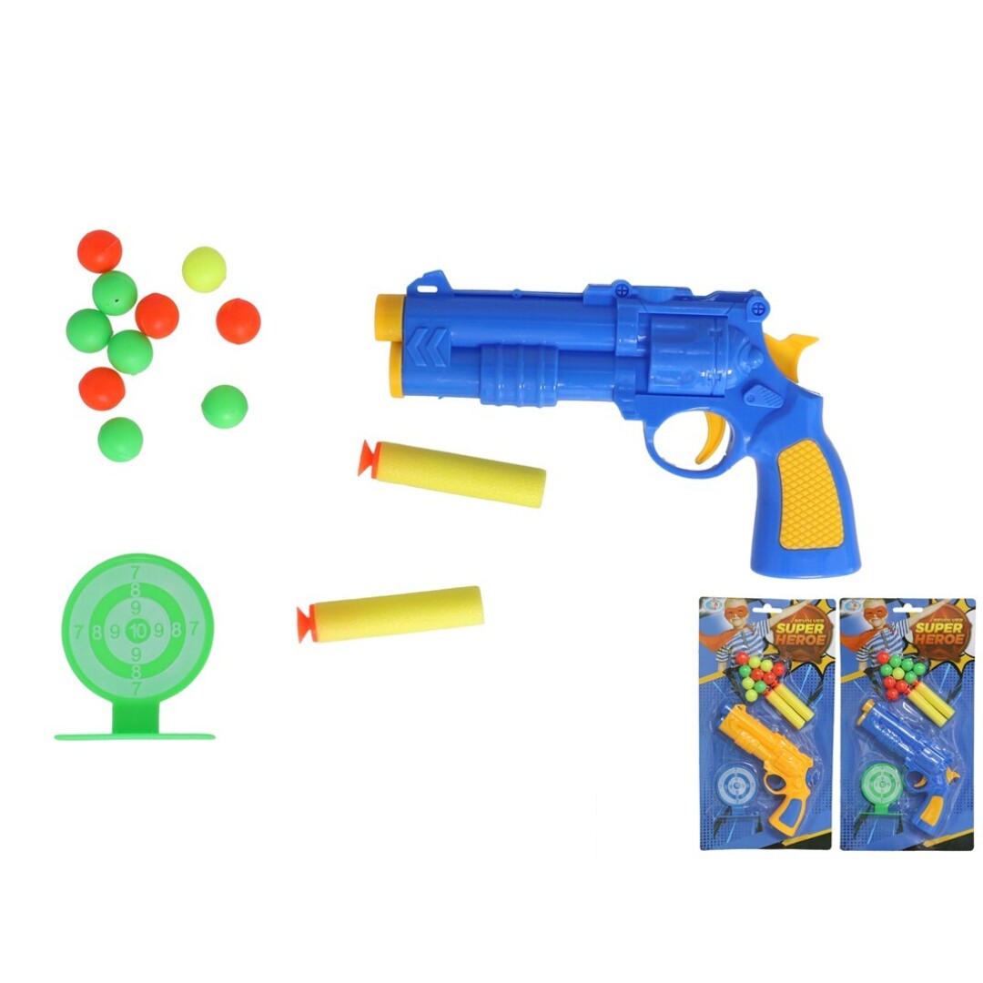 SET PISTOLA LANZABOLAS Y DARDOS 9011500