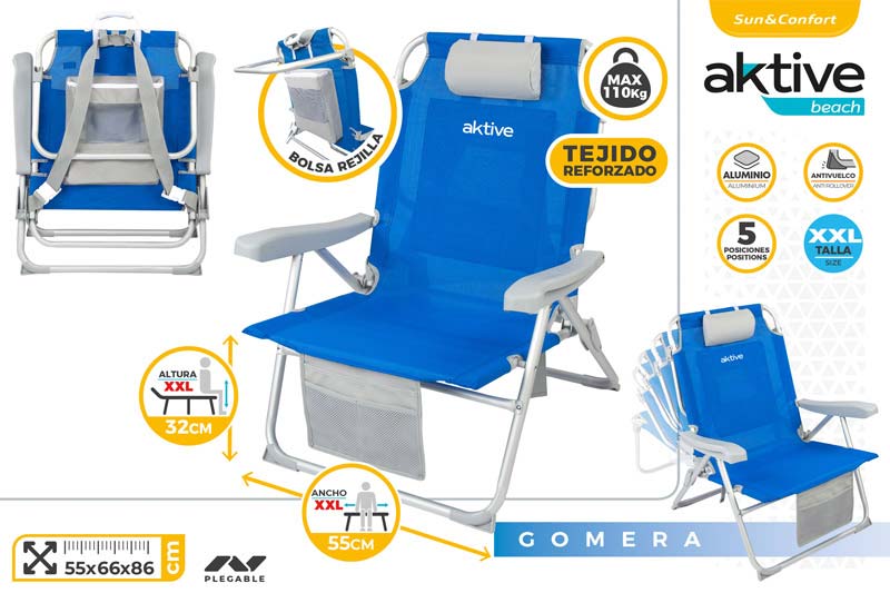 SILLA PLAYA MOCHILA XXL ALUM 5POS 9448500
