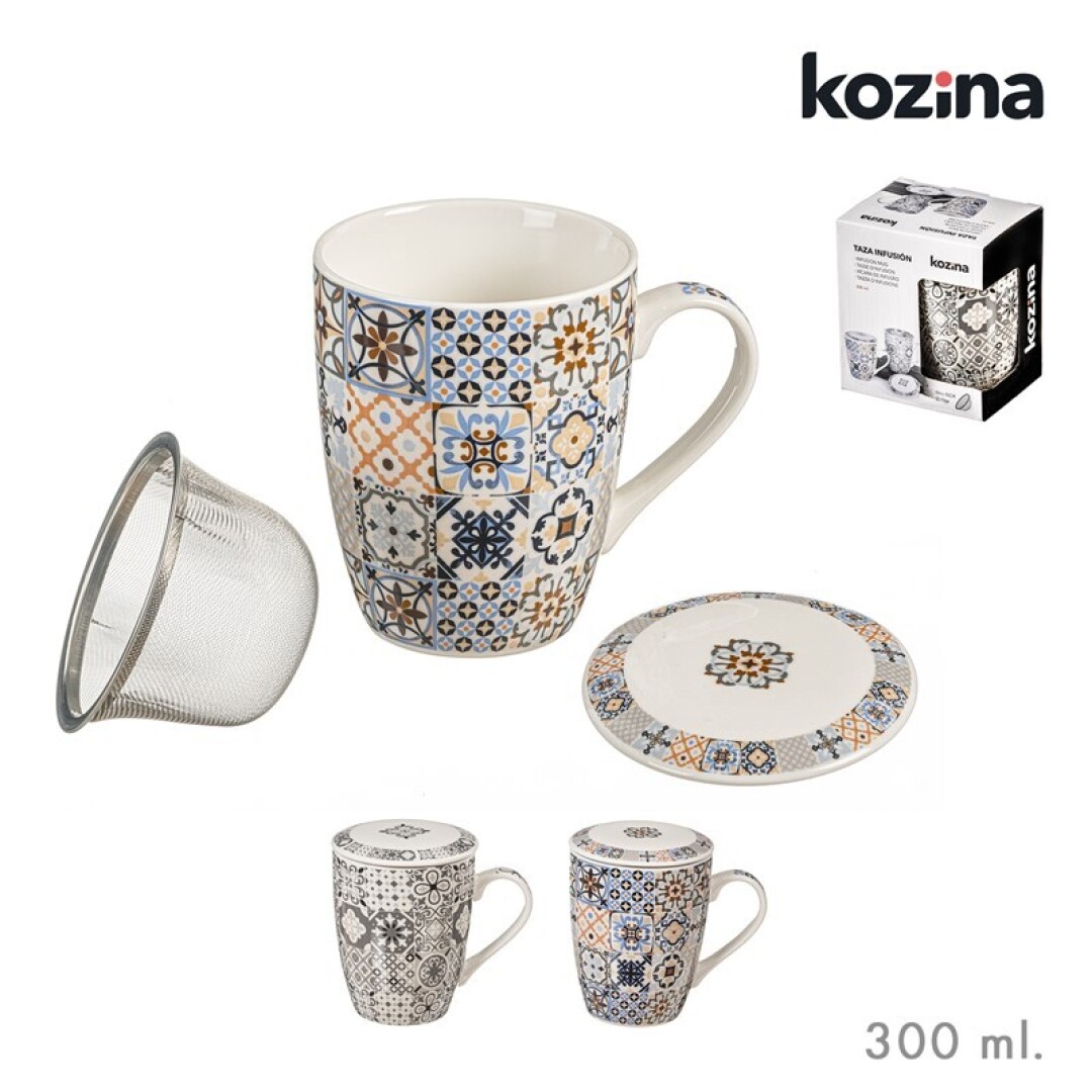 TAZA INFUSION C/FILTRO AZULEJOS 300ML 903700