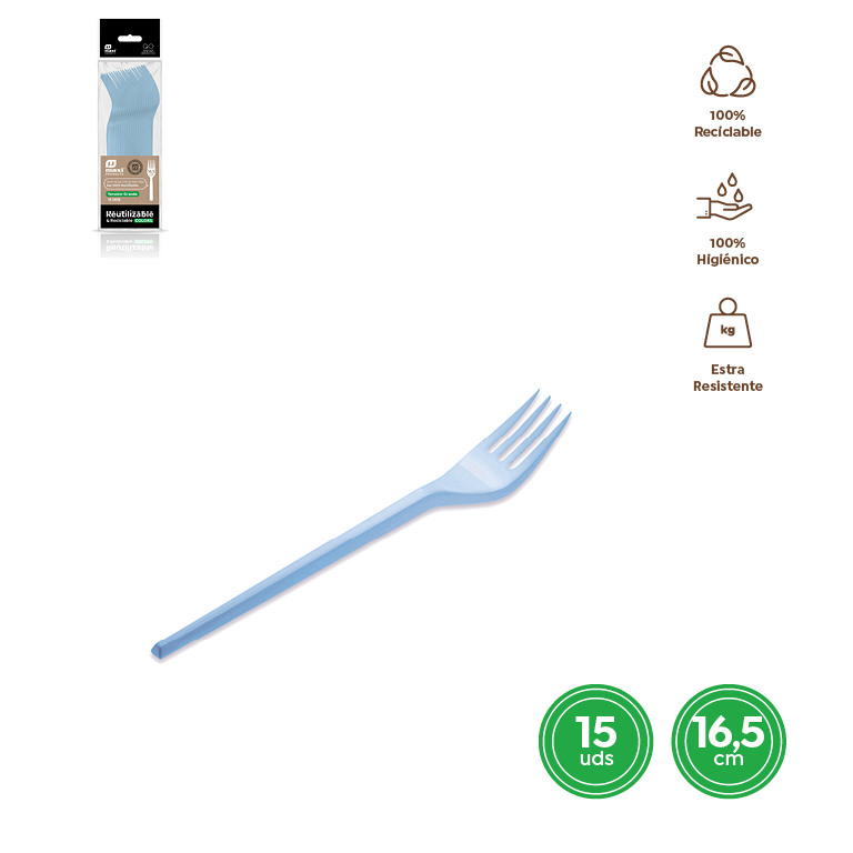 TENEDOR AZUL BABY 16,5CM 15UD 900350
