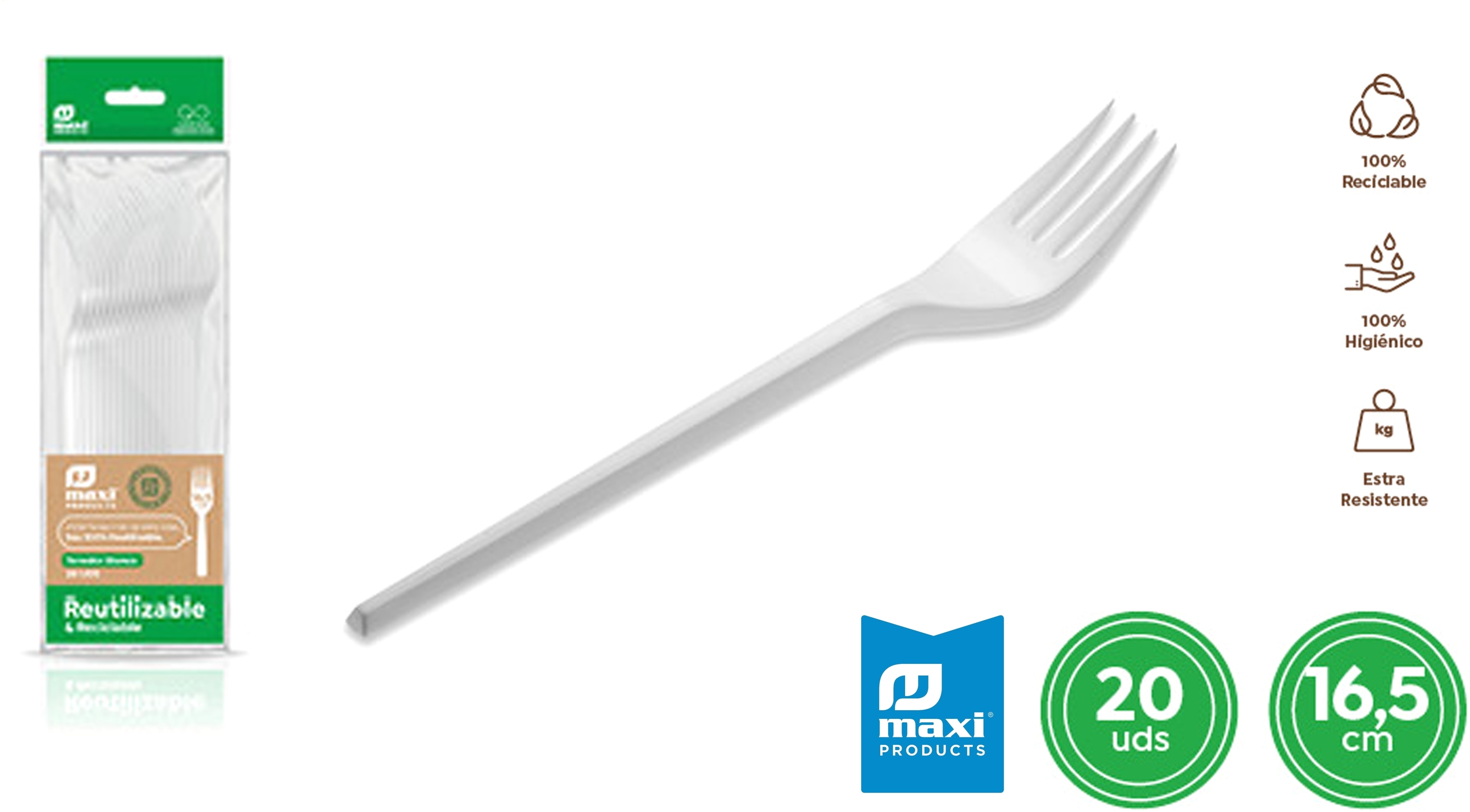 TENEDOR BLANCO 16CM 20U 900300