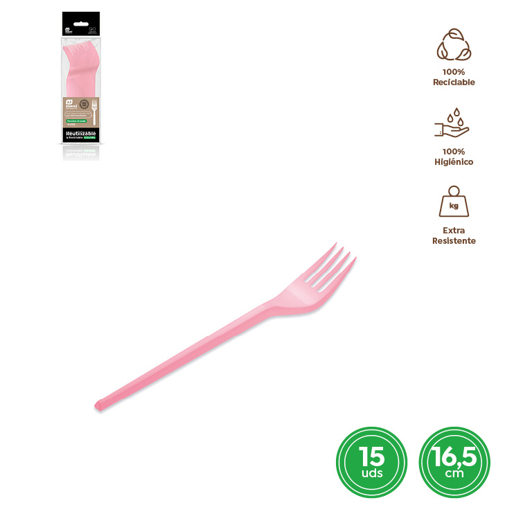 TENEDOR ROSA BABY 16.5CM 15U 9003500