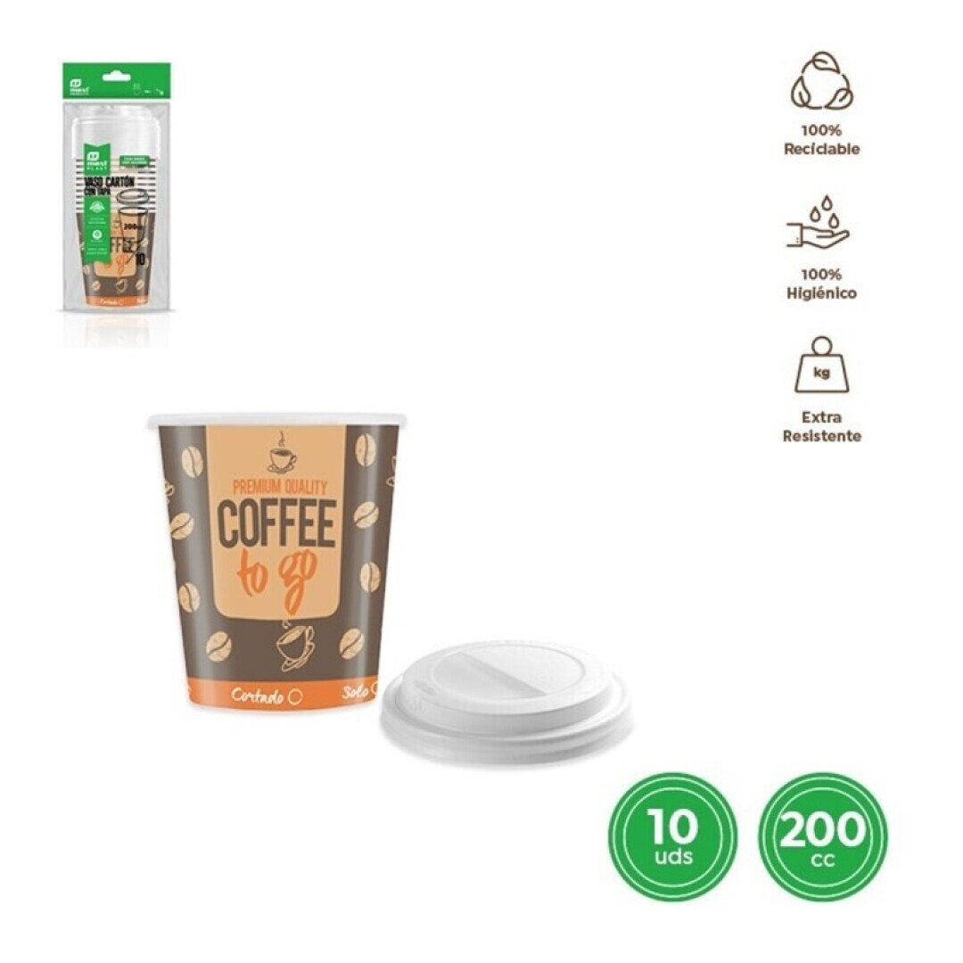 VASO CARTON C/T COFFE 200CC 10U 9006500