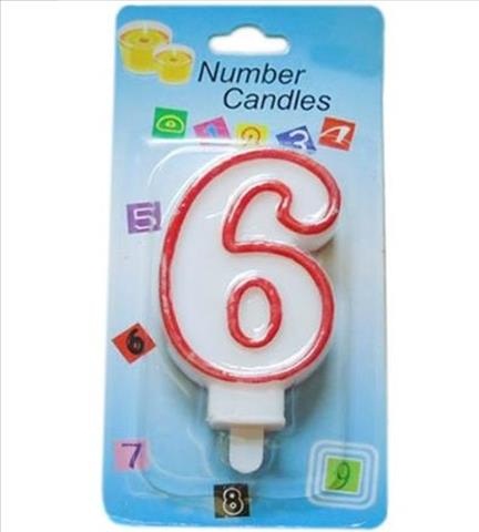 VELA CUMPLEAÑOS Nº6 7X4CM 900300