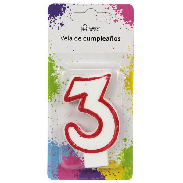 VELA NUMERICA Nº3 7,5CM 9002500