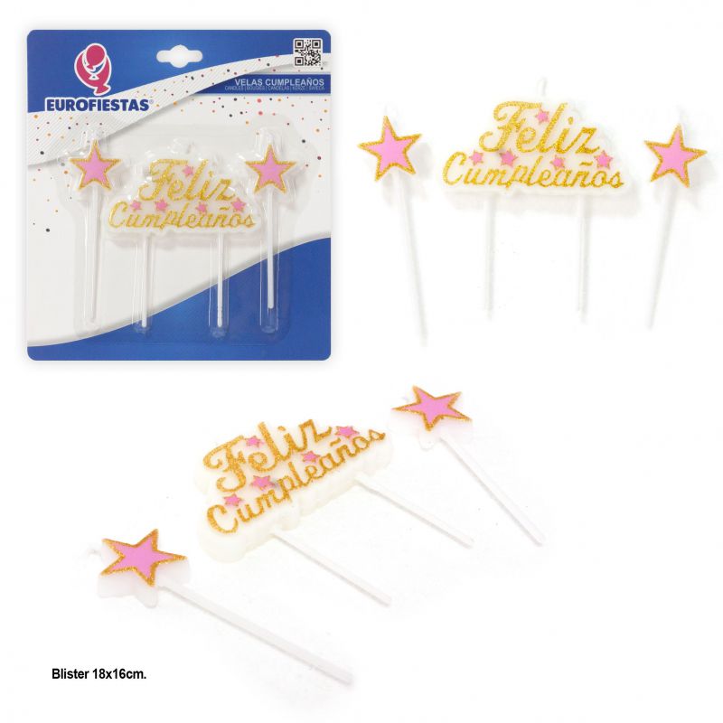 VELAS F.CUMPLE ESTRELLAS ROSAS 901300